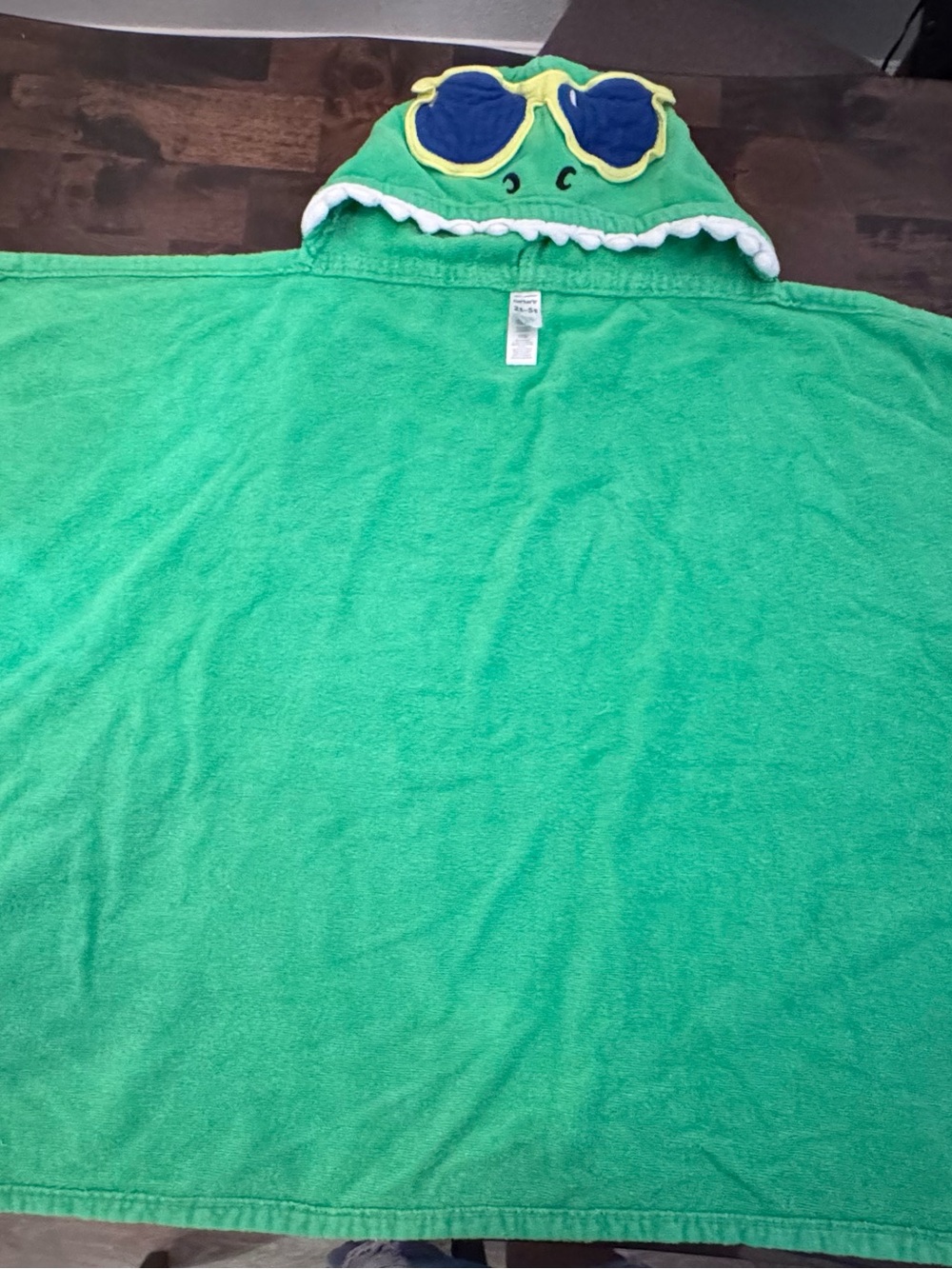 Carter's Green Dino Hooded Towel Poncho with Blue Sunglasses